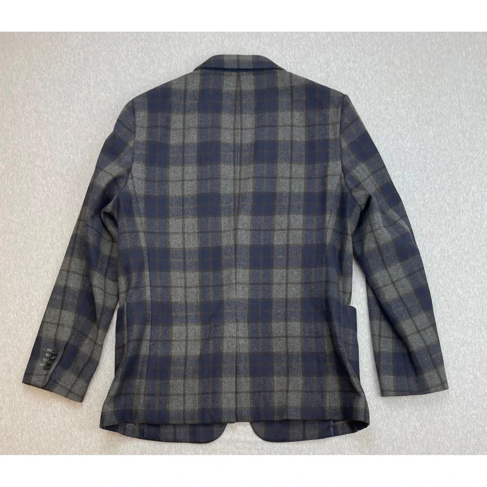 Banana Republic Blazer Mens 42 Plaid Wool Blend Tailored Fit Unlined
